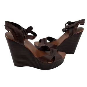 Lauren Ralph Lauren Brown Wedge Sandals Size 9 Women’s